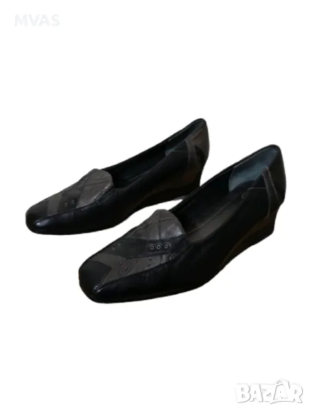 Черни ежедневни дамски обувки на малка платформа с тъмно сиво 39 размер , снимка 1