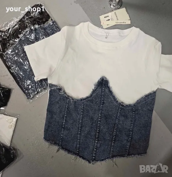 2 цвята дамска тениса с дънков акцент , снимка 1