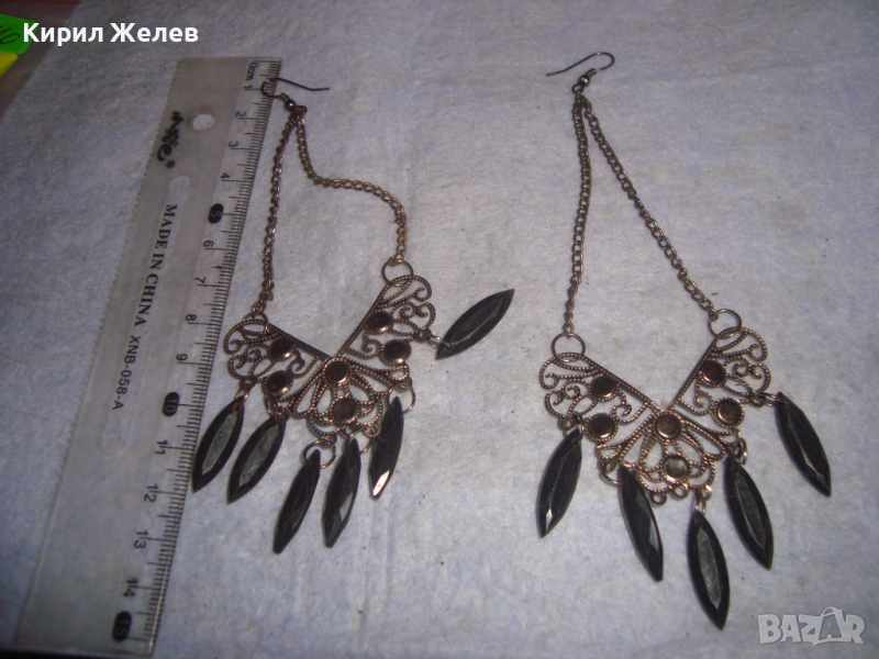 СТАРИ ФИЛИГРАНЕН ТИП СРЕБРИСТИ ОБЕЦИ с ВИСУЛКИ 4110, снимка 1