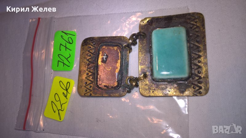Възрожденски накит старо градско бижу бронз емайл - 12761, снимка 1