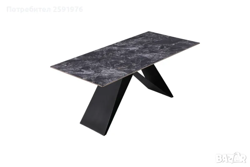 Трапезна маса Meja, Синтерован камък и метална основа, 2 цвята, 180х90, снимка 1