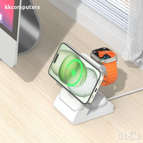 Wireless /безжично/ зарядно 3в1 XO-CX033 /Бял/ Баркод : 456537, снимка 1