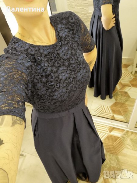 Swing официална рокля, тъмносиня, дантела, L/XL размер , снимка 1