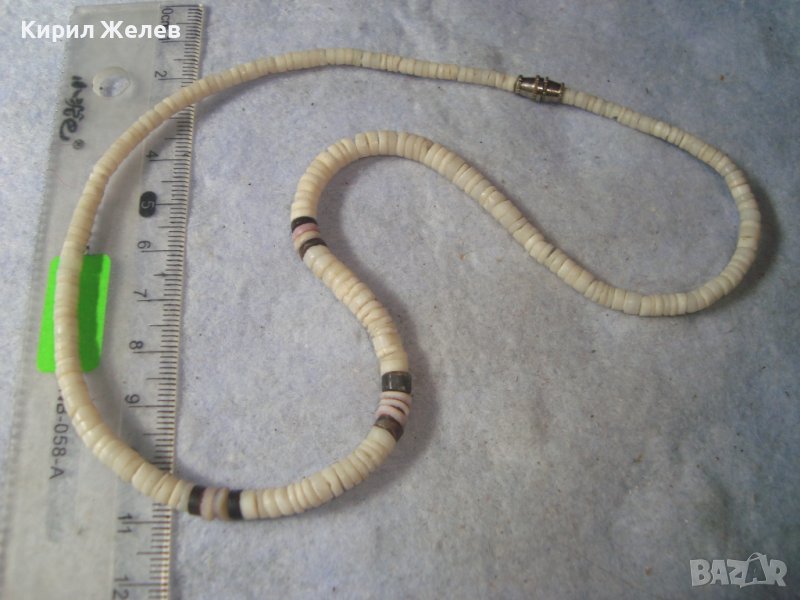 ПРЕКРАСНО КОЛИЕ ГЕРДАНЧЕ от БЯЛ АХАТ РЪЧНА МАЙСТОРСКА АРТ ИЗРАБОТКА 31380, снимка 1