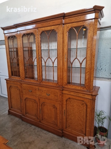 Античен Сет- Масивна Витрина с Писалище,Скрин и Маса+6 бр.Стола-внос от Германия!