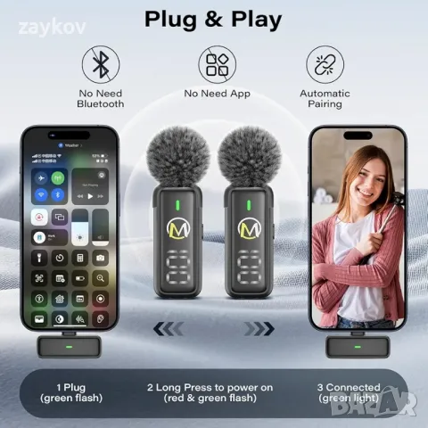 Безжичен петличен микрофон HMKCH (тип C) за Android, снимка 3 - Микрофони - 47963368