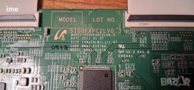 T-Con Board BN41-01678 S100FAPC2LV0.3 от LED Samsung UE32D5700 Display: LTJ320HN03-J..., снимка 4 - Части и Платки - 53261578