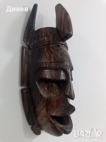 Автентична стенна маска от масивен абанос - 30 см, ръчна изработка, снимка 5 - Декорация за дома - 53446528