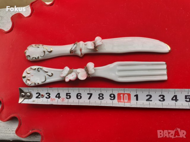 Порцелан сет виличка и ножче на Capodimonte с позлата, снимка 6 - Антикварни и старинни предмети - 40326000