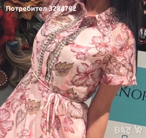 Розова елегантна рокля, снимка 3 - Рокли - 50611161