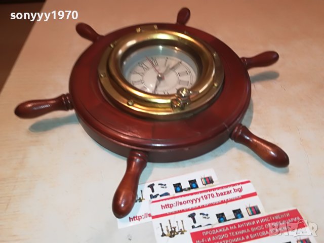 antique france-часовник рул-месинг/дърво 2710221637, снимка 2 - Колекции - 38472657