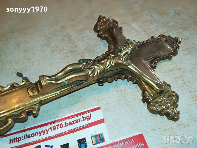 ✅MASSIV MESSING-КРЪСТ МЕД/МЕСИНГ-ВНОС SWISS 091022, снимка 6 - Антикварни и старинни предмети - 38271745