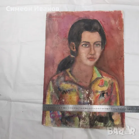 Интересна стара картина акварел портрет подписана SG2023, снимка 7 - Картини - 47577187