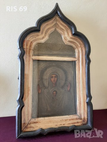 Старинна Икона на Богородица - 19в. , снимка 2 - Антикварни и старинни предмети - 33514497