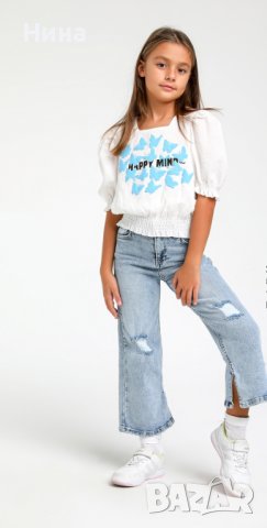 Блуза Escabel сини пеперуди, снимка 2 - Детски Блузи и туники - 39692841