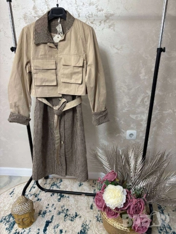 дамски комплект тренч и рокля, снимка 4 - Рокли - 51459920