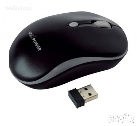 Оптична безжична мишка ROXPOWER, черна, USB, DPI=1200, снимка 1 - Клавиатури и мишки - 38644572