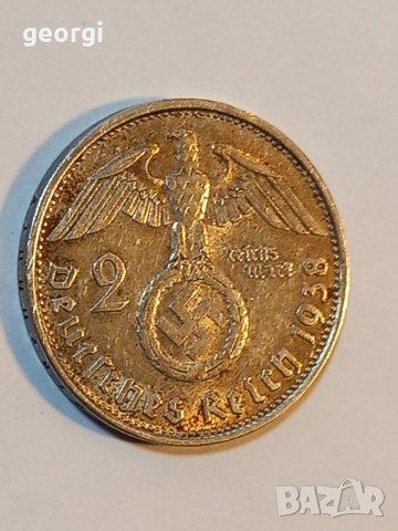 Сребърна монета 2 райх марки свастика , снимка 3 - Нумизматика и бонистика - 39027425