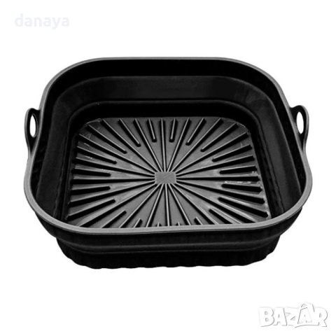 4371 Сгъваема силиконова тавичка за еър фрайър квадратна форма за Airfryer, снимка 4 - Съдове за готвене - 43896383