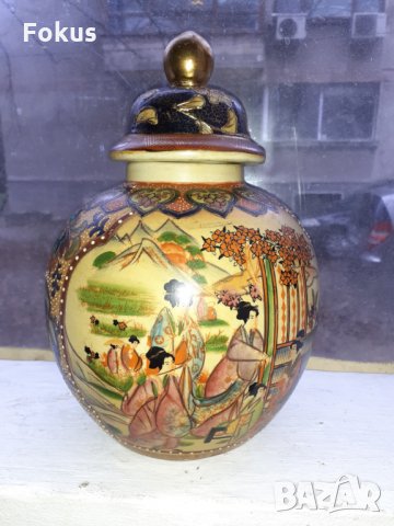 Голяма стара антикварна ваза Сатцума Satsuma рисувана, снимка 5 - Антикварни и старинни предмети - 35141725