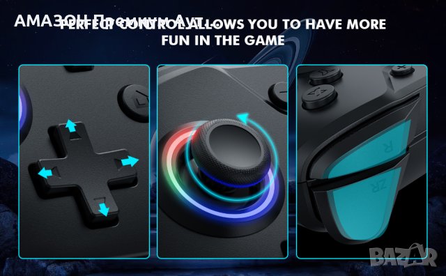 NYXI Chaos Switch Pro безжичен контролер/RGB LED подсветка-Nintendo Switch/Lite/OLED,програмируем, снимка 14 - Аксесоари - 43506568