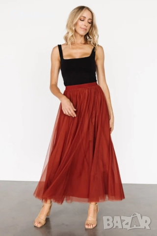 Елегантна тюл пола,Дълга пола тюл, Дълга брик пола