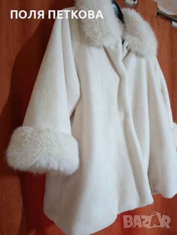 Ново бяло пухкаво палтенце, снимка 2 - Палта, манта - 52592275