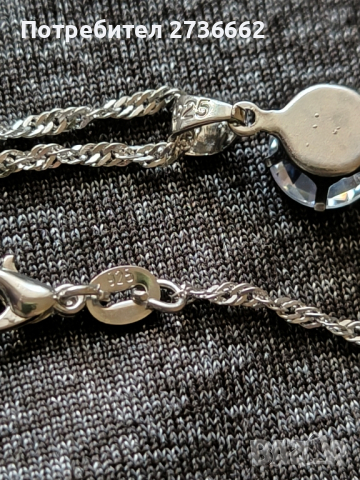 Сребърно колие с бял цирконий , снимка 2 - Колиета, медальони, синджири - 44898798