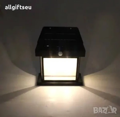 Стенна лампа с 1,2 или 3 LED крушки,сензор за движение и фотоволтаичен панел за външна употреба,водо, снимка 4 - Соларни лампи - 51031985