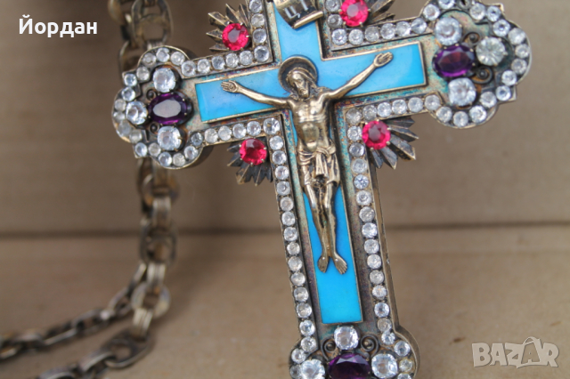 Сребърен епископски кръст с позлата, снимка 6 - Други ценни предмети - 44843604