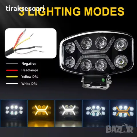 180W Оригинални Мощни LED Диодни Фарове Халогени за Ролбар за Камион, снимка 3 - Аксесоари и консумативи - 48408754