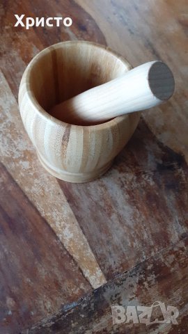 хаван и чукало от естествено дърво бамбук