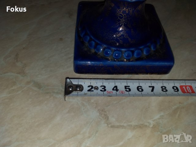 Стара синя английска ваза порцелан, снимка 7 - Антикварни и старинни предмети - 43504537