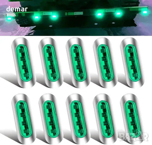 NWpangu 10 броя LED странични габаритни светлини, 4-LED, 12V/24V, зелени, снимка 8 - Аксесоари и консумативи - 48849661