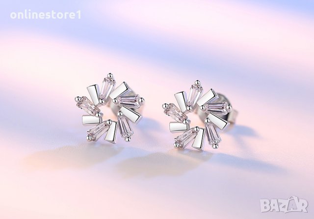 Сребърни Обеци Ледено цвете - 925 печат сребро BA230