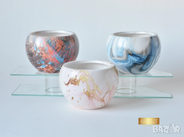 Декоративни Кашпи за Сукуленти и Цветя / Подарък за Нов Дом / Цветни Саксии Изработени от Смола 