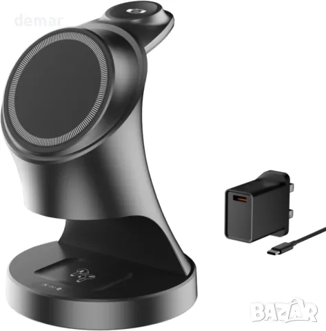 3 в 1 безжична зарядна станция, магнитно безжично зарядно за Apple устройства, 15W