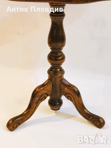 Класическа помощна масичка с интарзия, снимка 3 - Маси - 52737318