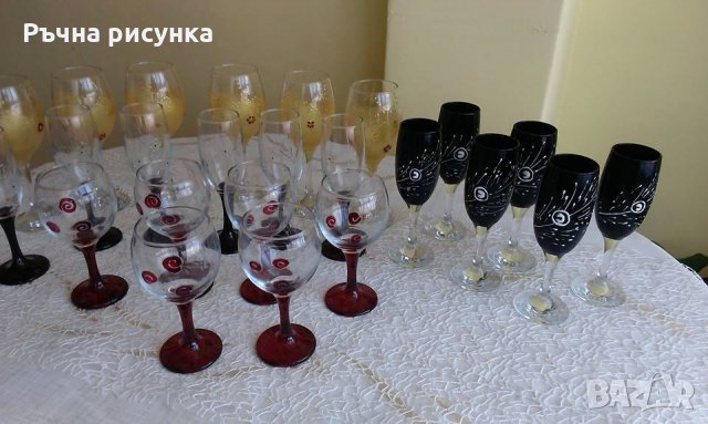 Ръчно рисувани чаши ,цена за комплект 30лв, снимка 1 - Декорация за дома - 34887956
