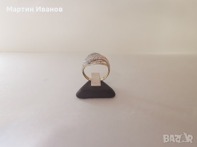 Златен пръстен с циркони 7, снимка 2 - Пръстени - 43674252