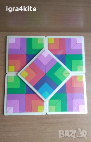 ОФЕРТА! 5 бр. Дървени Геометричени игри , логически, занимателен и цветен