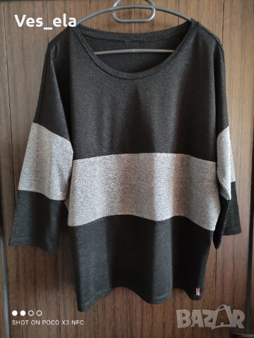 Блуза черно и сиво с блестящ ефект , снимка 1 - Блузи с дълъг ръкав и пуловери - 34912057