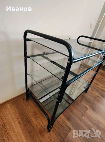 Етажерка стъкло/метал, снимка 2 - Етажерки - 51387264