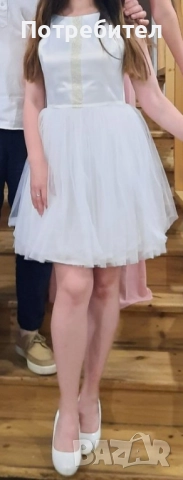 Елегантна бяла рокля Junona, снимка 4 - Рокли - 51606923