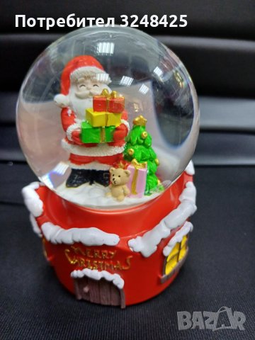 Коледно преспапие с Дядо Коледа  и мече , снимка 1 - Декорация за дома - 43195074