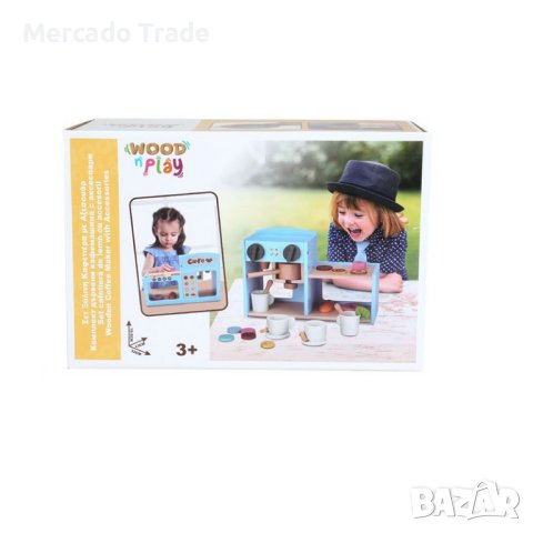 Комплект Mercado Trade, Кафеварка с аксесоари, За деца, Дърво, снимка 2 - Образователни игри - 43289289