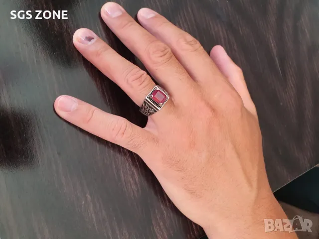 Мъжки Сребърни Пръстени с Естествени Камъни, снимка 10 - Колиета, медальони, синджири - 49988106