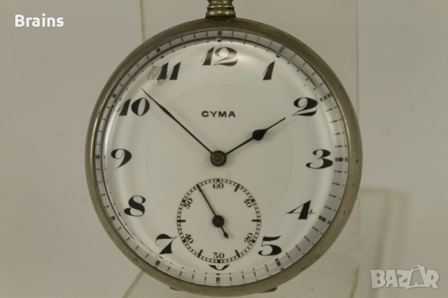 CYMA Стар Швейцарски Джобен Часовник, снимка 3 - Антикварни и старинни предмети - 52509806