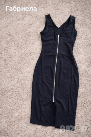 Нова черна рокля с цип, снимка 4 - Рокли - 53100547