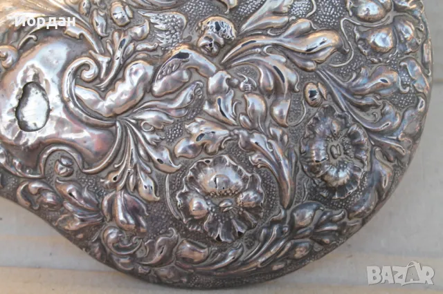 Старо английско сребърно огледало с 4 печата, снимка 4 - Антикварни и старинни предмети - 48521931